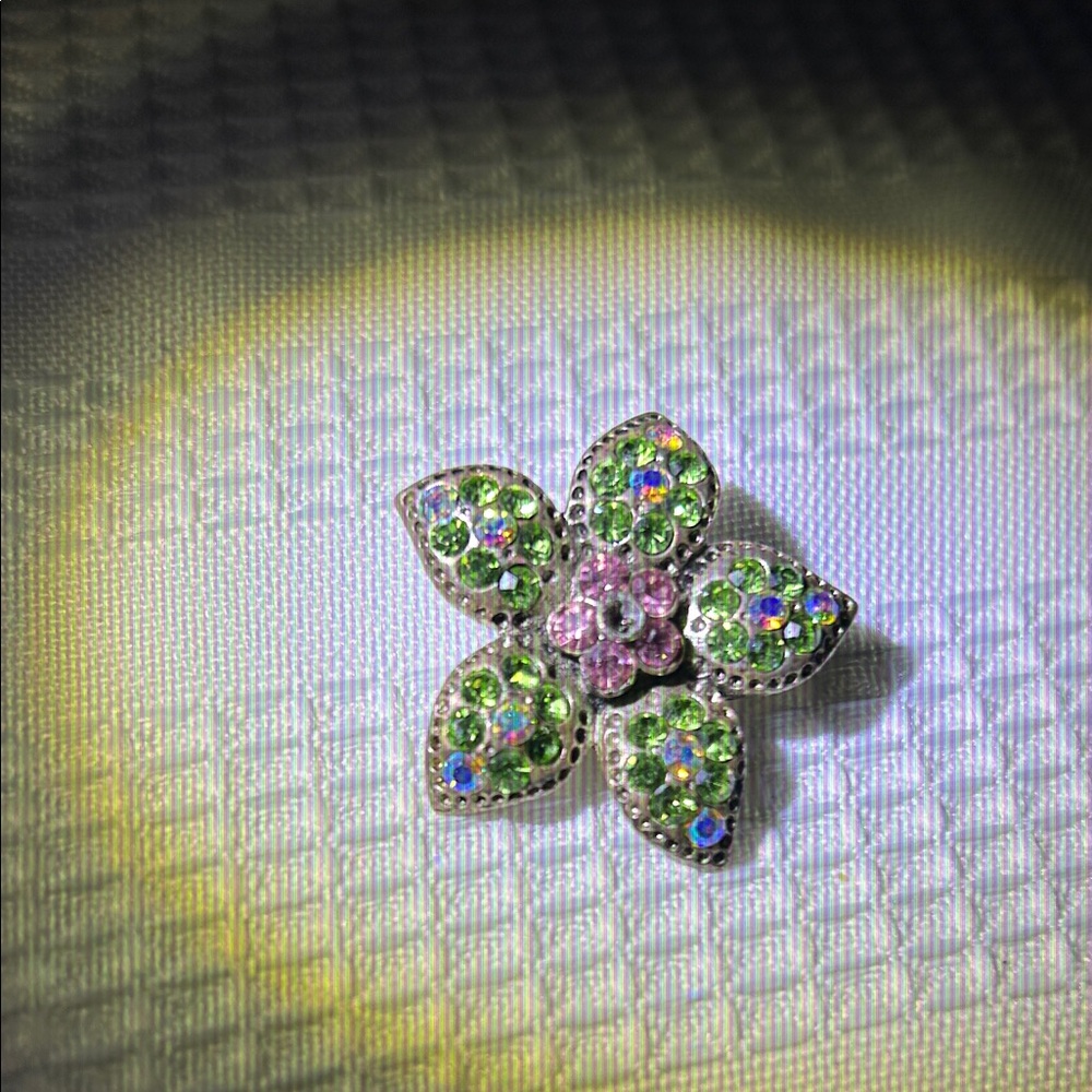 Vintage Premier Design Floral Silver and Multicolor Crystal pendant.